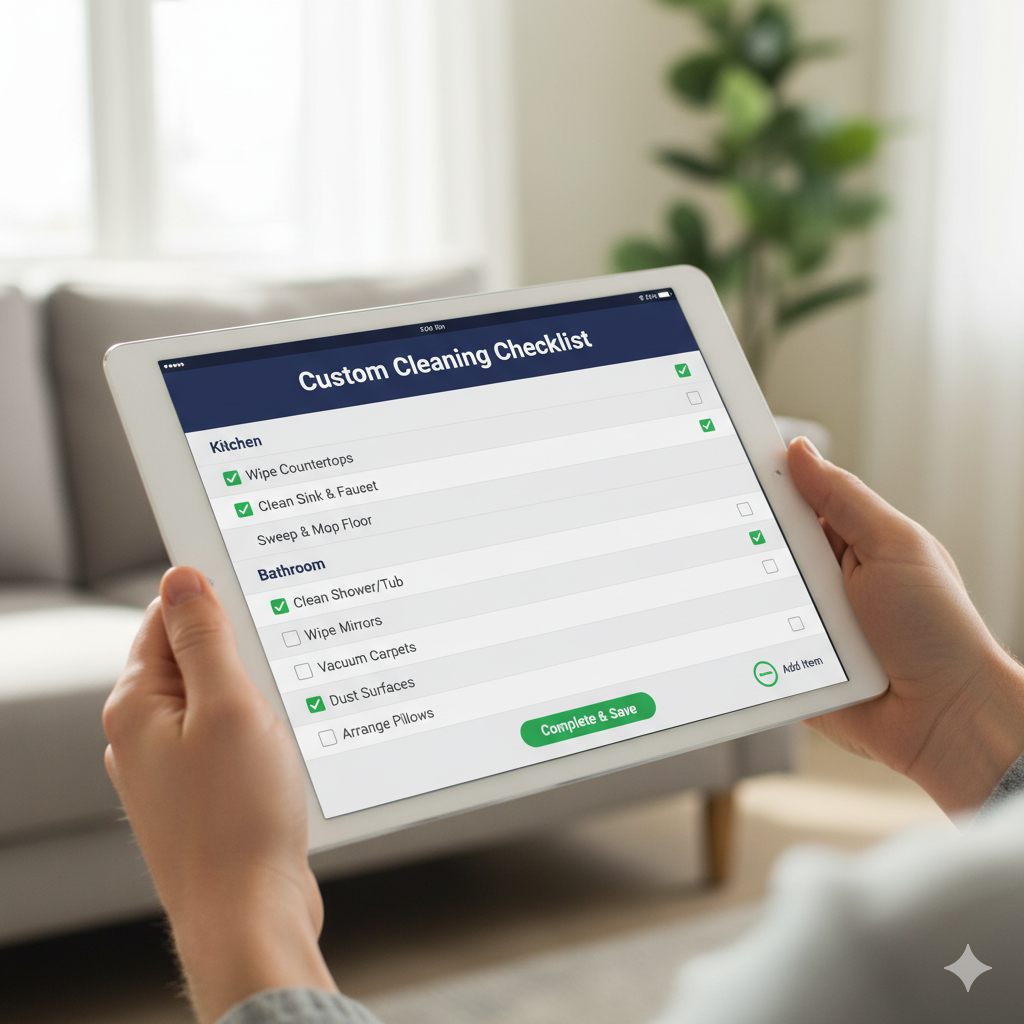 Custom cleaning checklist on tablet